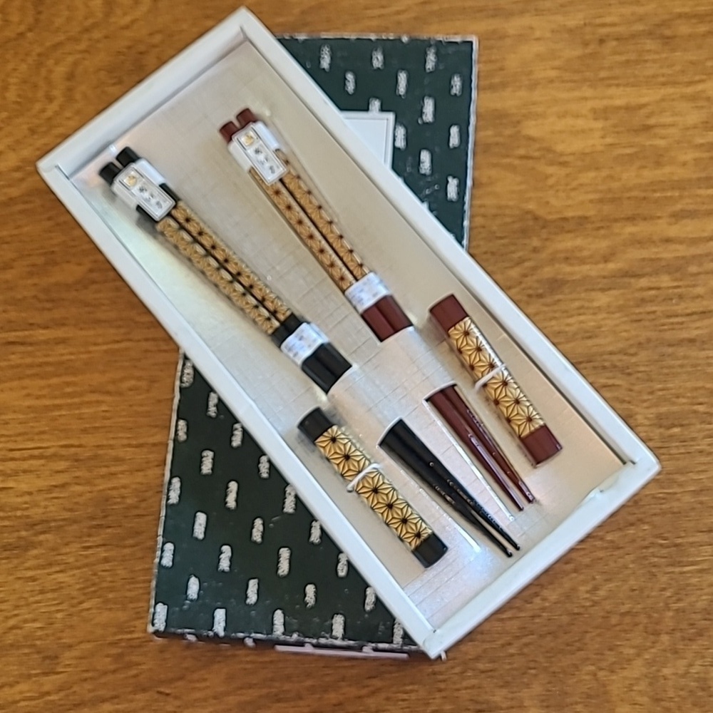 VINTAGE Chopstick Pair with Chopstick Rests, In Original Box